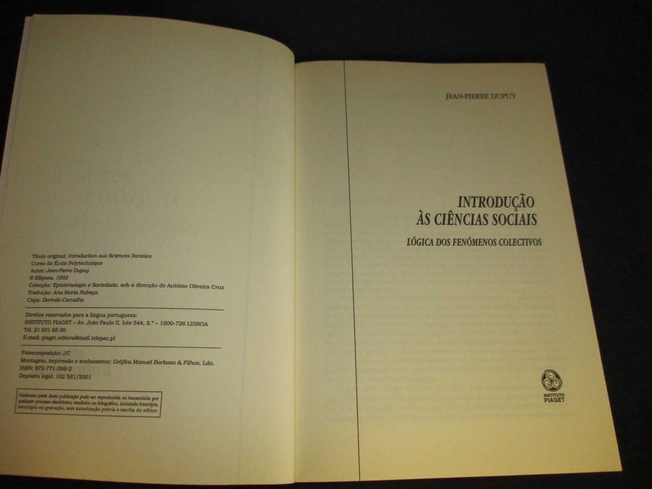 Livro Introdução às Ciências Sociais Jean-Pierre Dupuy