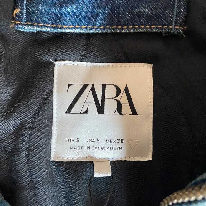 Casaco premium de ganga / denim cor azul com bolsos da Zara NOVO!