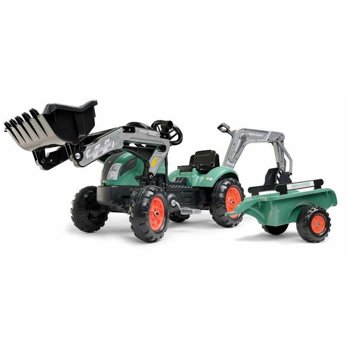 SUper zielony traktor na pedały dla dzieci tur koparka jak rowerek