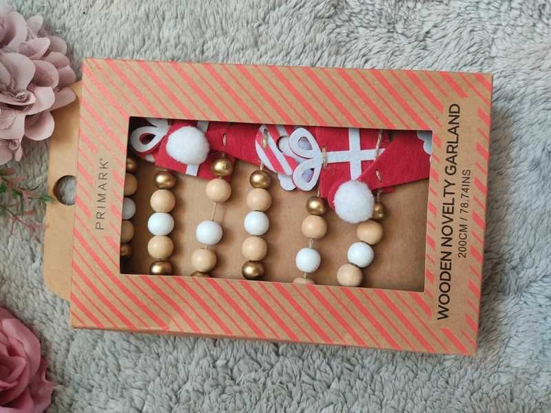 Nowa świąteczna girlanda drewniana filcowa ozdoby dekoracje świąteczne