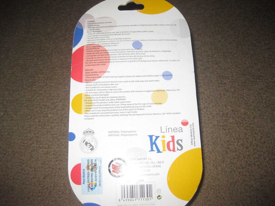 Copo de Plástico para Bebé/Criança do Real Madrid/Embalado!