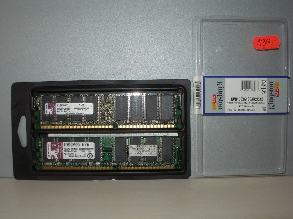 Kości pamięci Ram Kingston 2x512 mb