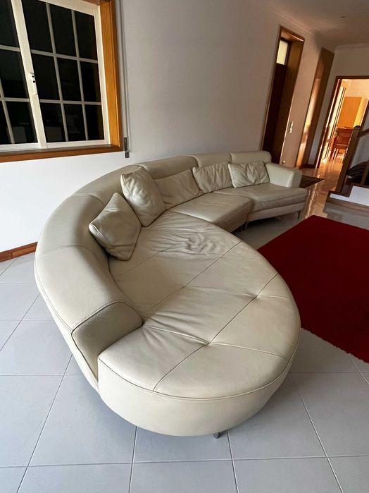 Sofá da marca Agol, Bege, modular em pele de 1ª genuína