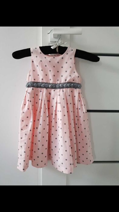 Sukienka okazjonalna  różowa kropki różę 92