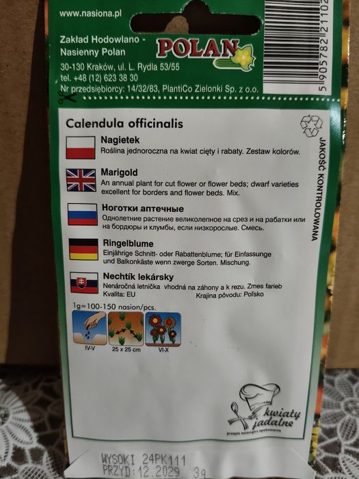 Nagietek mix kolorów nasiona