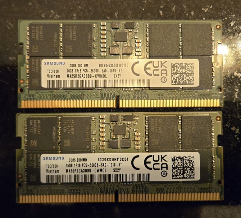 Pamięć DDR5 32gb 2x16 GB 5600MHz laptop Samsung do laptopa PC-5600B