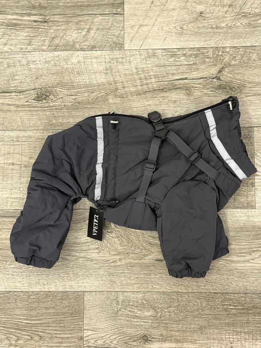 Теплий, сірий, зимовий комбінезон для собак 2xl. Куртка, зимовий одяг