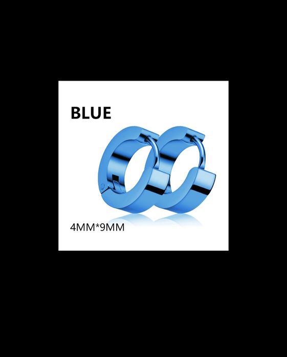 Сережки кільця медична сталь сині (блакитні)