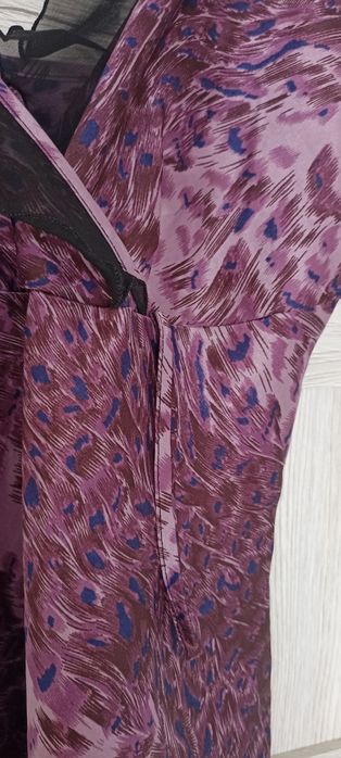 Slip dress sukienka bieliźniana halka fiolet tiul rozcięcie z boku M