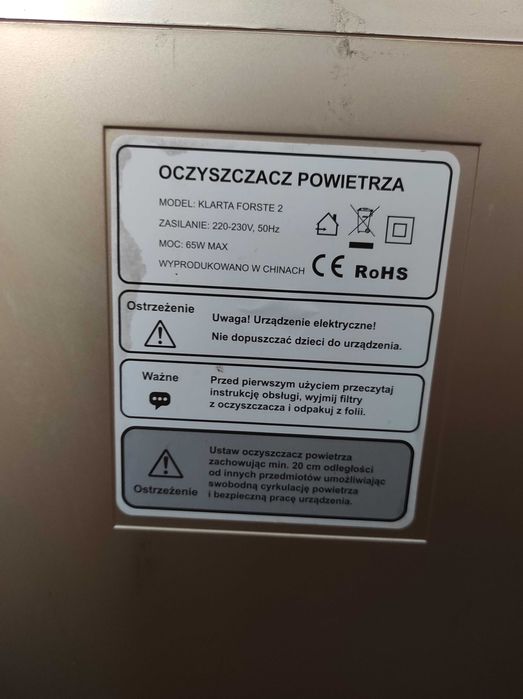 Oczyszczacz powietrza Klarta Forste 2 sprawny