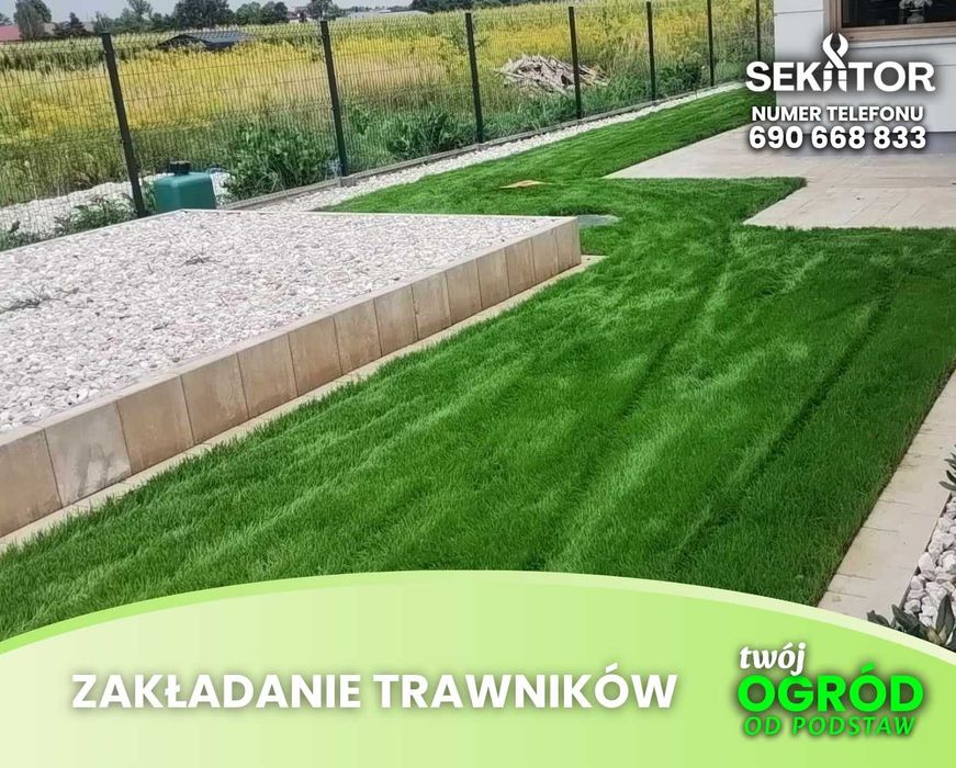 Usługi ogrodnicze projekty zakładanie trawników ogrodów od zera niwelacja terenu systemy nawadniania pielęgnacja renowacja ogrodów niwelacja terenu