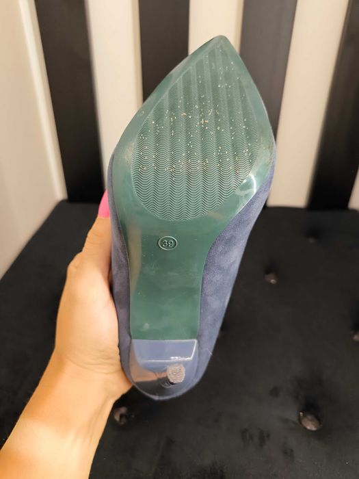 Buty na obcasie niebieskie