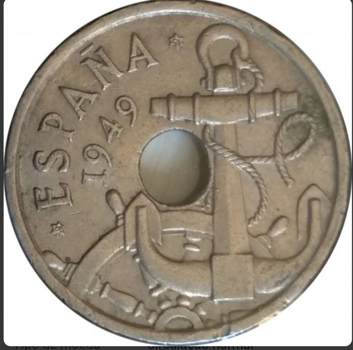 Moeda 50 centimos Espanha 1949