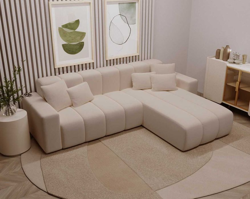 Narożnik nierozkładany do salonu w kształcie L Miral wygodny, miękki