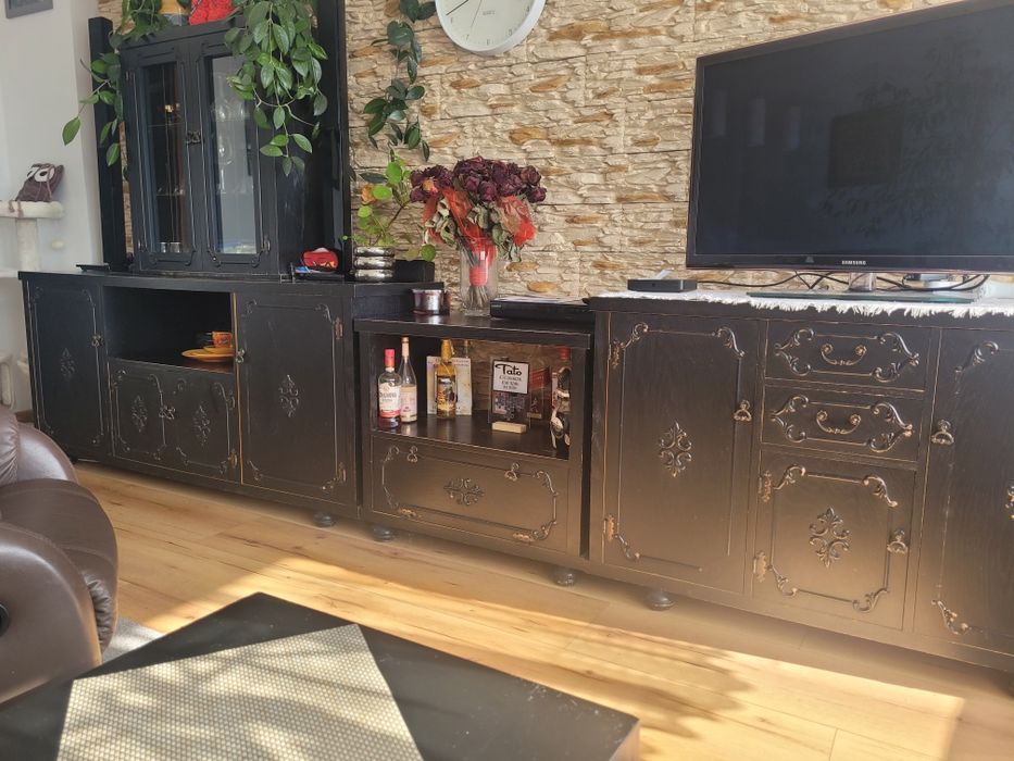 Meble czarne,  antyk drewno blaty do renowacji