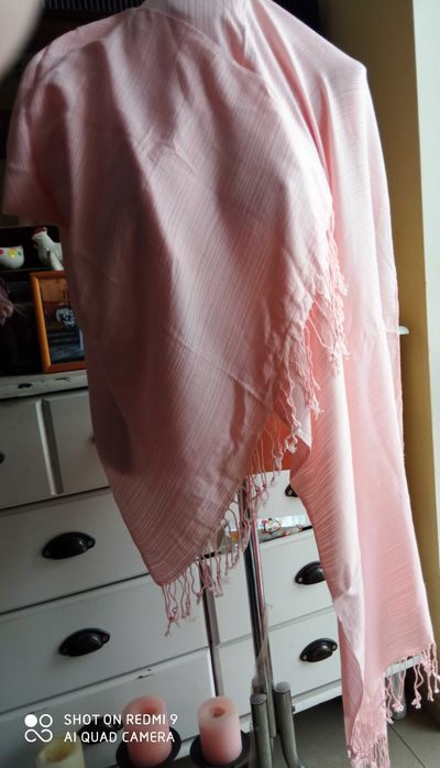 Szal 180 x63 cm różowy łososiowy wiskoza pastele