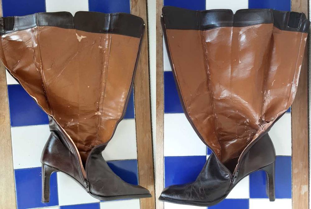 2 Pares Botas de Senhora em Pele Genuína (c/ defeitos) - LER ANÚNCIO!