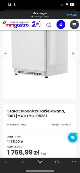 Szafa chlodnicza 130 L biała