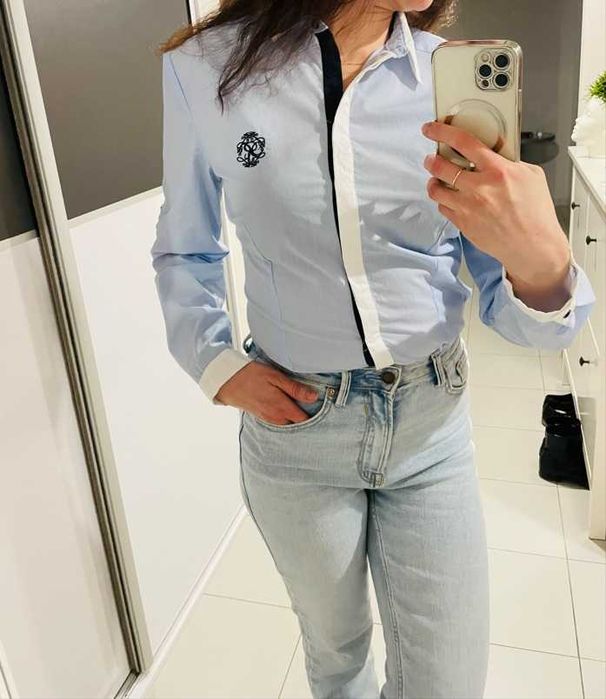 Koszula niebieska z białym kołnierzykiem i mankietami rozm. 38/M