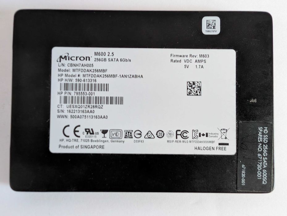 SSD Micron 256gb usado