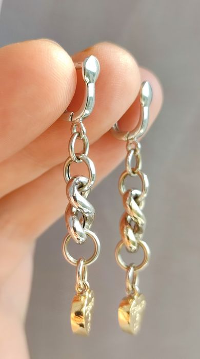 Элитные Золотые Серьги Tiffany Наше Белое и Жёлтое Золото 585-й пробы - ЛЮКС !