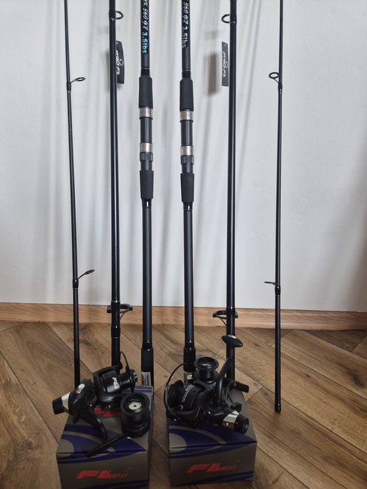 Zestaw 2x wędka karpiowa 390cm 2x  kołowrotek wolny bieg