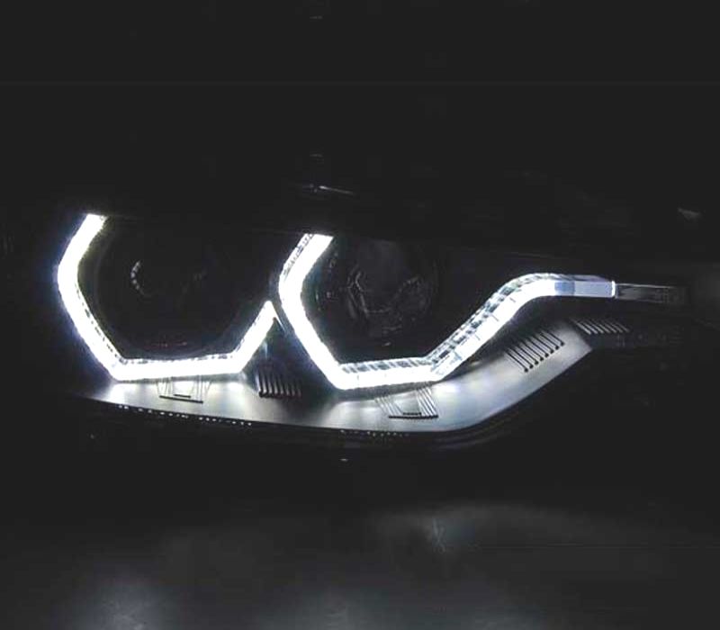FARÓIS BMW F30 F31 11-15 XENON AFS ANGEL EYES DRL LED PRETOS