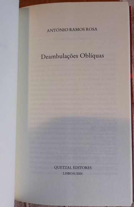 Deambulações Oblíquas, António Ramos Rosa