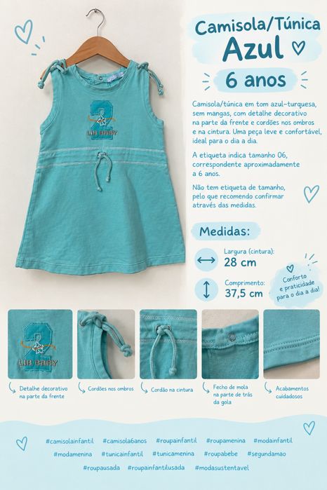 Camisola/Túnica Azul – 6 Anos