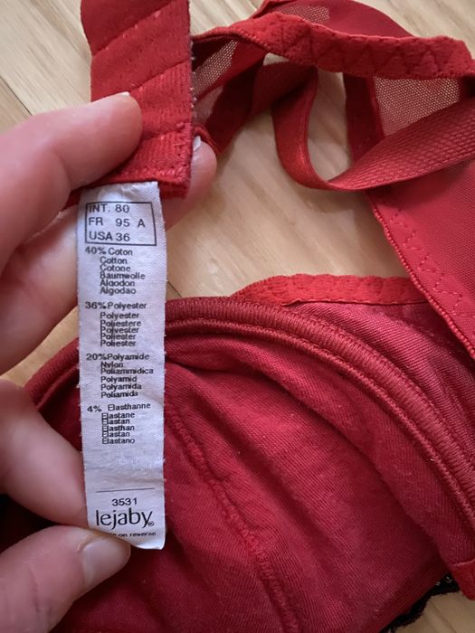 stanik biustonosz Lejaby 80 ,95 A bordowy wzorki