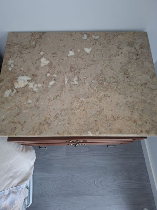 Conjunto artesanal cama + mesinhas em ferro forjado, madeira e mármore