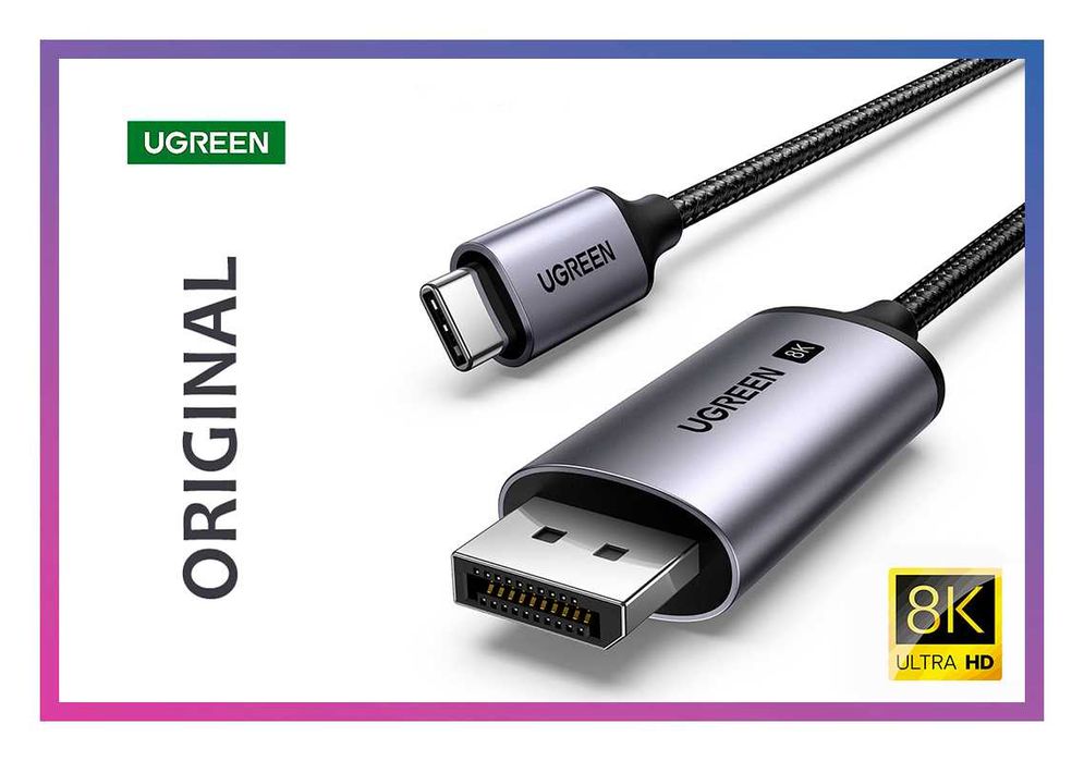Кабель для трансляції відео Type-C на DisplayPort v1.4 UGREEN 8K 60Hz 4K 240Hz шнур DP дисплей порт для монитора 1 м