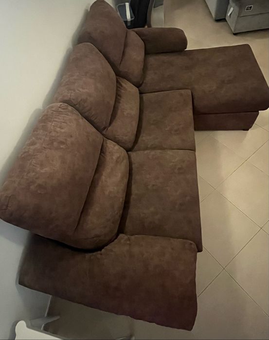 Sofa ChaiseLong Castanho Semi Novo