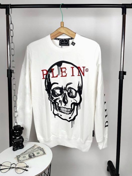 PHILIPP PLEIN мужской брендовый свитшот кофта реглан батник черынй