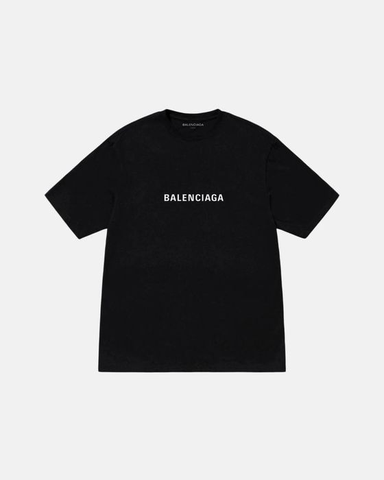 Мужские футболки Balenciaga BB черная белая унисекс баленсиага
