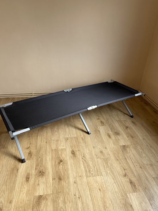 Łóżko turystyczne Polowe Kanadyjka Czarna 187 x 68cm składane