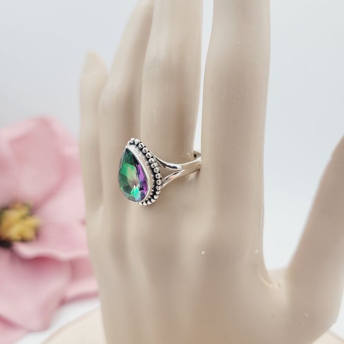 Srebrny pierścionek pr 925 Topaz mistyczny nowe