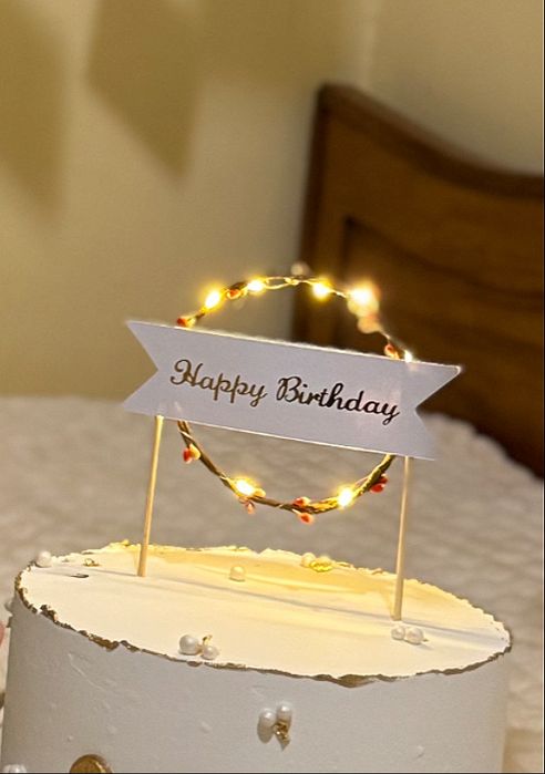 Стильний топпер для торта "Happy Birthday" з підсвіткою