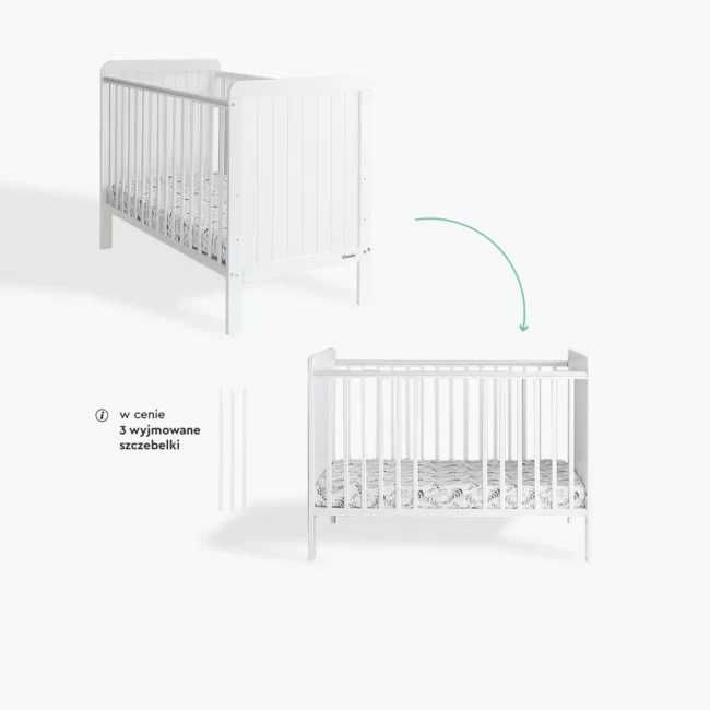 Łóżeczko dziecięce 120x60 cm - Woodies Country Cot + materac