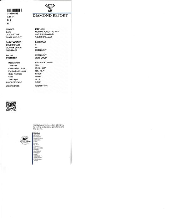 YES pierścionek zaręczynowy diament 0,5 CARATA