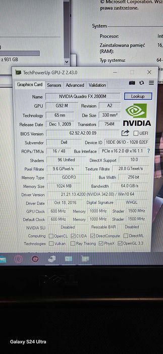 Dell Precision M6500/i7/17,3/16gb/256gb msata-1tb/Nvidia 1gb/ Zasilacz