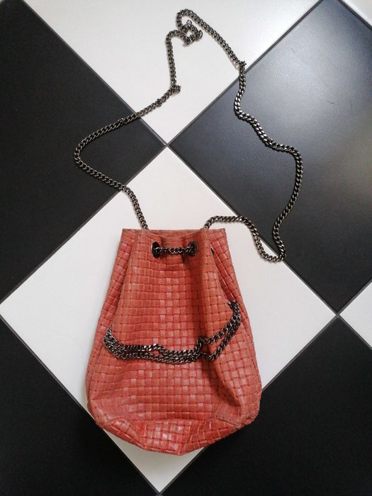 Włoska, skórzana torebka - worek