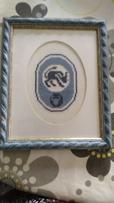 Quadro signo touro ponto cruz