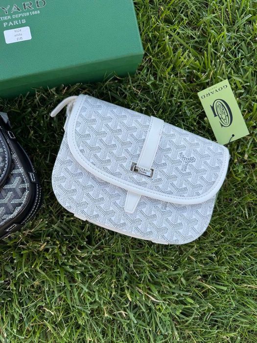 Сумка Goyard месенджер через плече гуаярд чорна і біла з коробкою і бе
