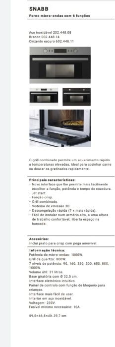 Forno e Microondas Combinado num só de GAMA ALTA IKEA como NOVO.