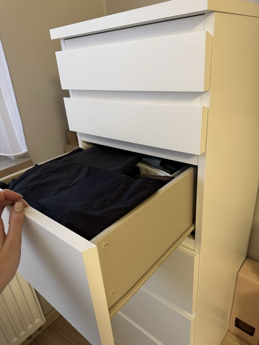 IKEA MALM komoda slupek 6 szuflad biala