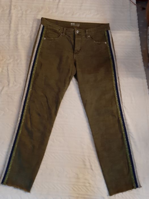 MAC jeans dżinsy moro oliwka khaki lampas w 34 42