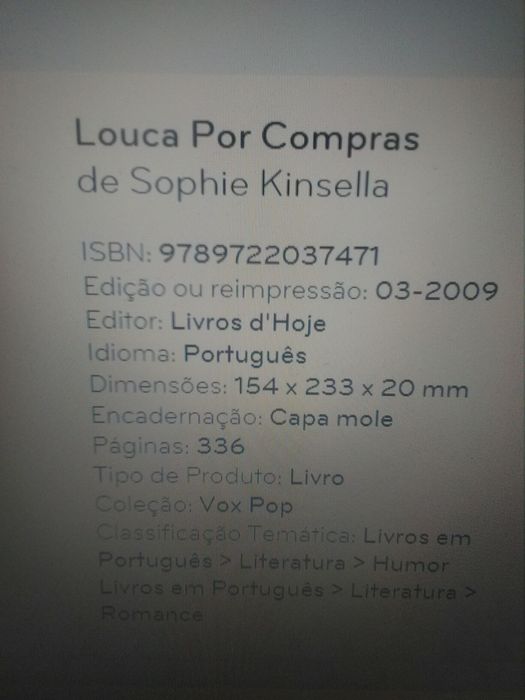 Livro: Sophie Kinsella, Louca por Compras