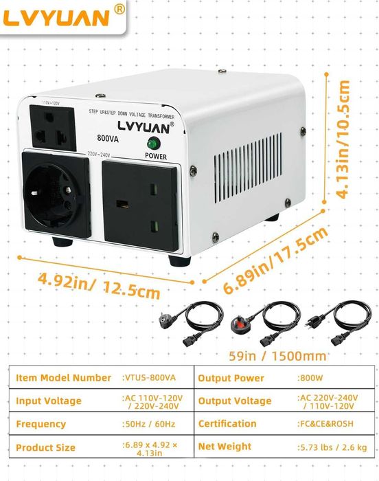 Перетворювач напруги LVYUAN vtusukeu-800/ 800VA, 110В/220В