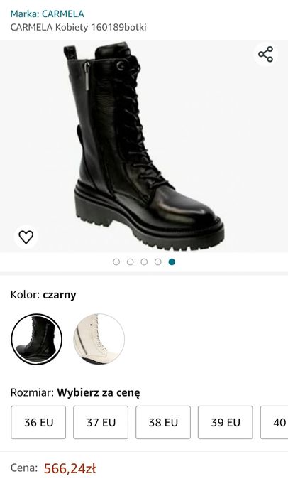 Botki wysokie skórzane Carmela 39